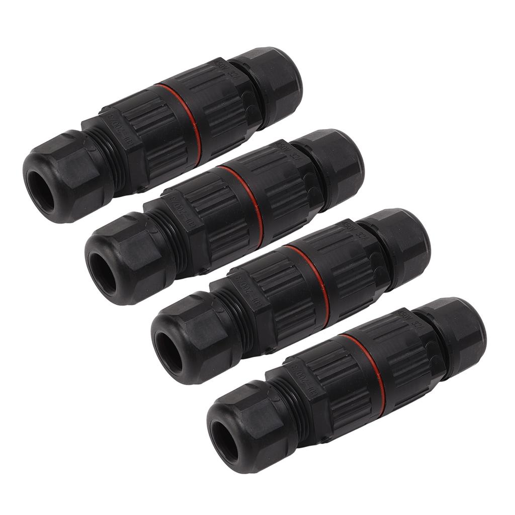 4 Pcs Wire Connectors 5 Core IP68 Waterproof Screw Crimping PA66 Aviation Plug Cable Connector 450V 32A
