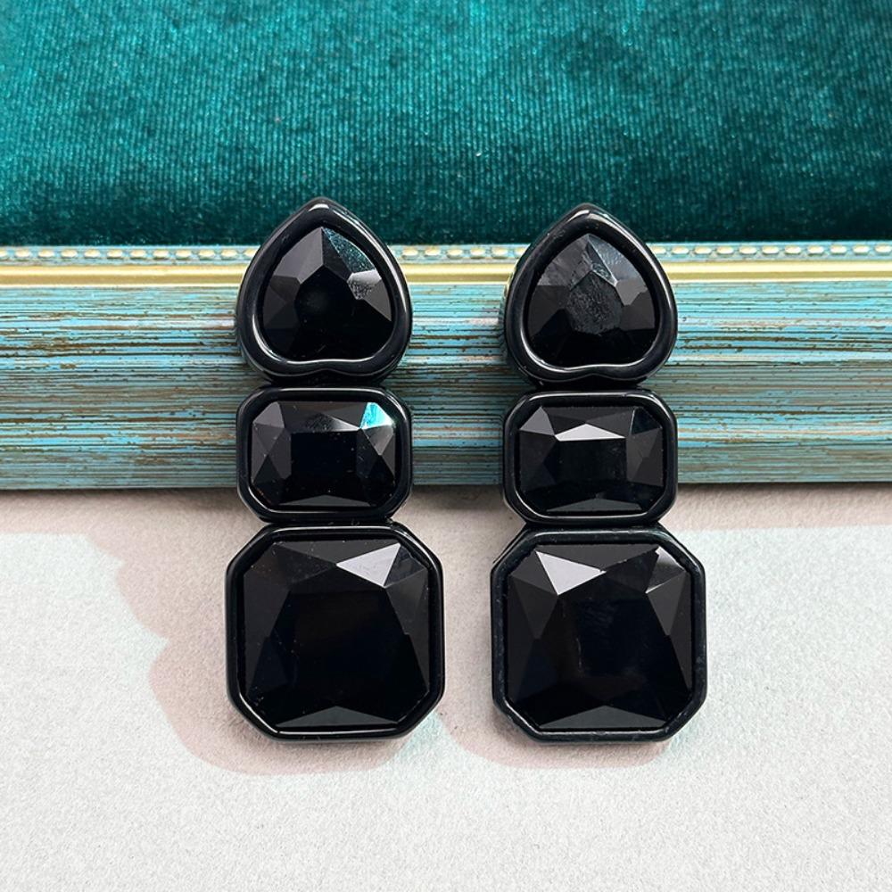 Colorful Geometric Square Studs Heart Shaped Colorful Dangle Earring Jewelry