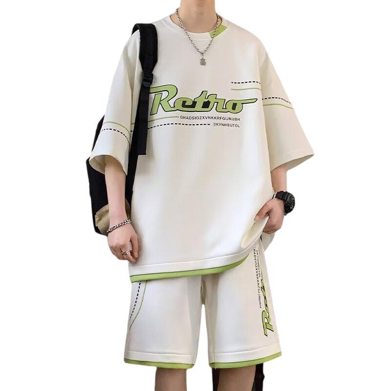 Men's Hong Kong Style Summer Casual Short Sleeve & Shorts Set