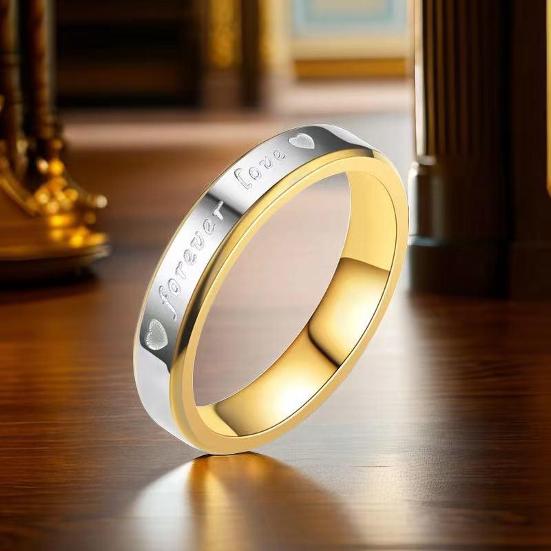 High-End Stainless Steel Titanium Couple Rings - No Fade, Plain Design