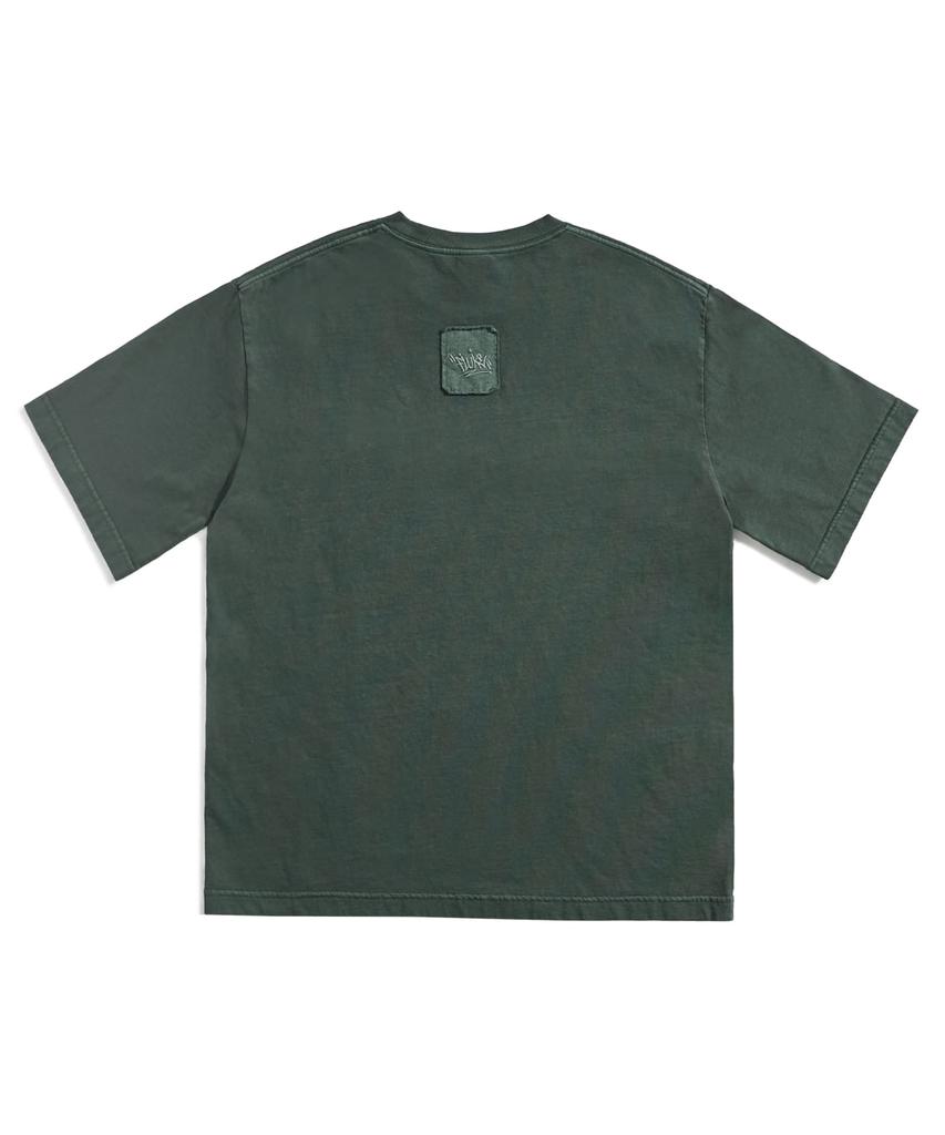 Peullukeu Out-Pocket Slam Logo Patch Pigment Short Sleeve T-Shirt Blue Green Fst734