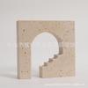 Modern Minimalist Yellow Travertine Geometric Arch Decorative Sculpture Home Interior Styling