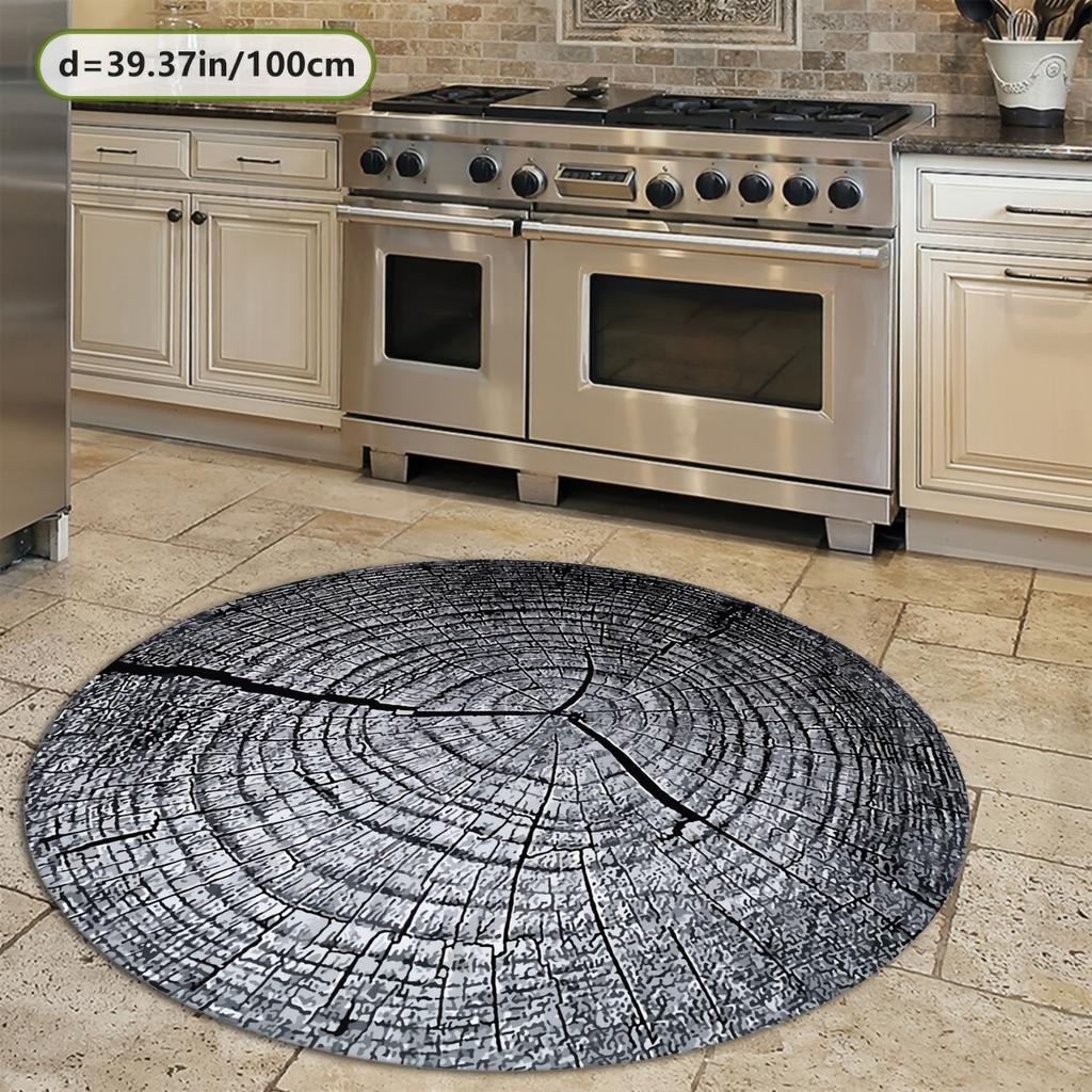 Tappeto Rotondo con Texture Legno Creativa Morbido Antiscivolo Tappetino Area Tronco d'Albero Tappeto Stile Natura Estetico per Ingresso Ufficio Domestico Lavabile