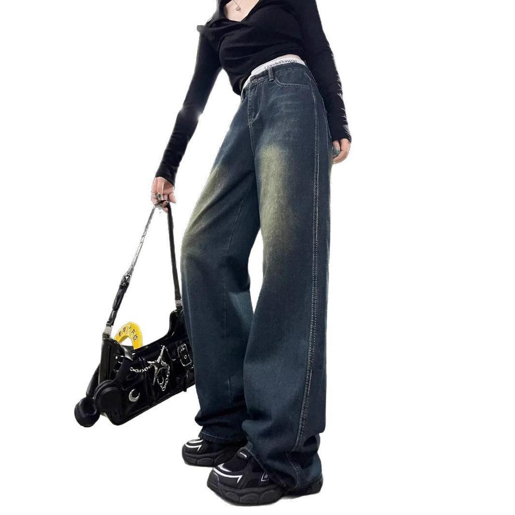 Women's American Retro High Waist Wide Leg Jeans - New Spring/Autumn 2025, Plus Size Slimming Loose Fit