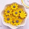 10pcs Vibrant Yellow & Black Resin Flower Embellishments, 20mm - Perfect for DIY Crafts & Garden Decor with Flat Back Stones