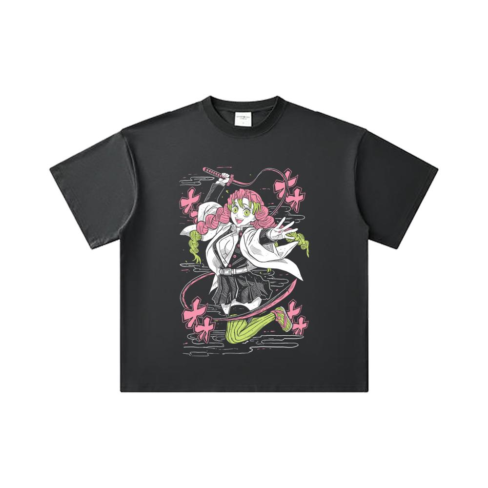 260 GSM Double Yarn 32 Count 100% Cotton Demon Slayer V49 Mitsuri Print Unisex Heavy Cotton T Shirt