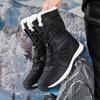 MCTIN Women White Snow Boots Winter Plush Black Warm Mid-calf Boots Ladies Slip-on Cotton Shoes Plus Size 35-42