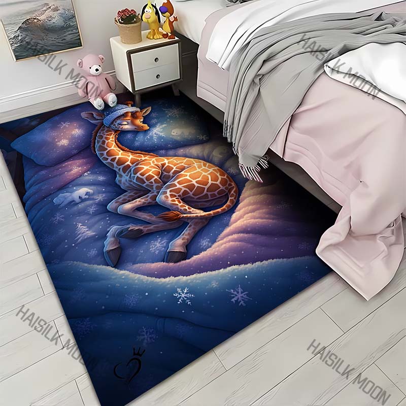 

Sleeping Giraffe Cartoon Carpet for Living Room Bedroom Bedside Floor Mat Cloakroom Kids Activity Area Rugs Luxury Gifts 40x60cm