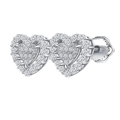 Elegante Herz-Ohrstecker Damen 925 Silberschmuck Moissanit-Ohrringe