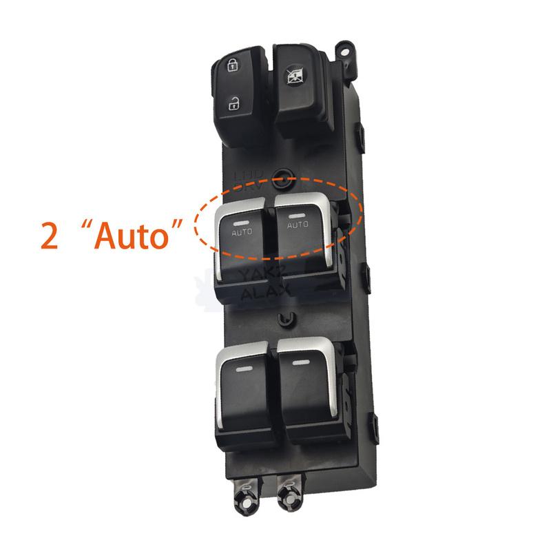 For Kia Soul 2014 2015 2016 2017 2018  2Auto Front Left Master Power Window Control Switch with Electroplating 93570-B2130CA