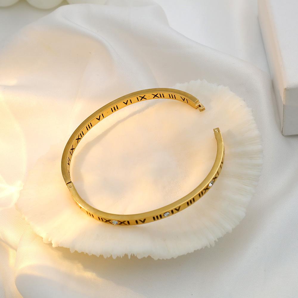 Diamond Bracelet Personalized Roman Numerals Titanium Steel Bracelet Women Do Not Fade Wind