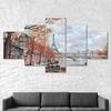 Romantic Paris Eiffel Tower Painting 5 Piece Five Panel Wall Canvas Print Modern Art Poster Picture Home Decor Gift For Him For Her