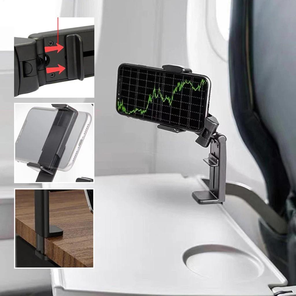 Airplane Phone Holder Portable Travel Stand Desk Flight Foldable Adjustable Rotatable Selfie Holding Train Seat Stand Support