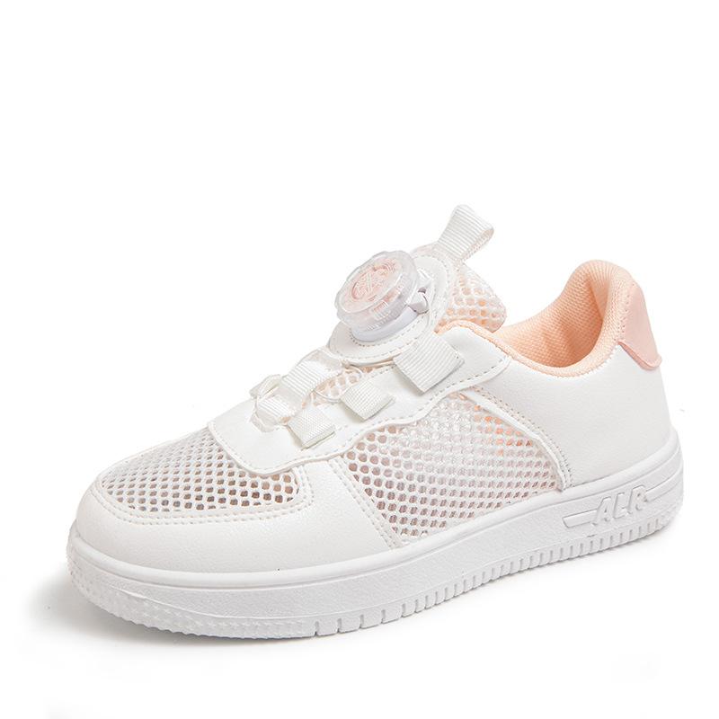 

Girls summer mesh hollow breathable little white shoes new rotating buckle soft sole comfortable boys school white performance 31 yards/inner length 19.5CM. розовый