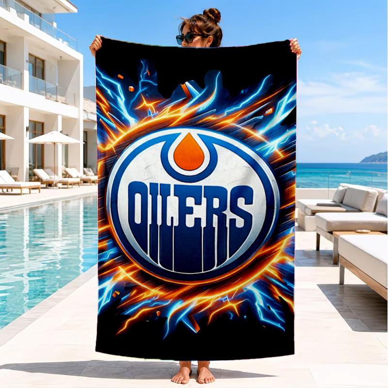 Edmonton Oilers Emblem Beach Towel, Super Soft Microfiber, Perfect Gift for Her/Him, Birthday, for Pool, Beach, Travel, Decor Beach Party