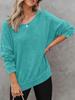 Women's Autumn New Style Crew Neck Long Sleeve Side Slit Checked Waistcoat T-Shirt