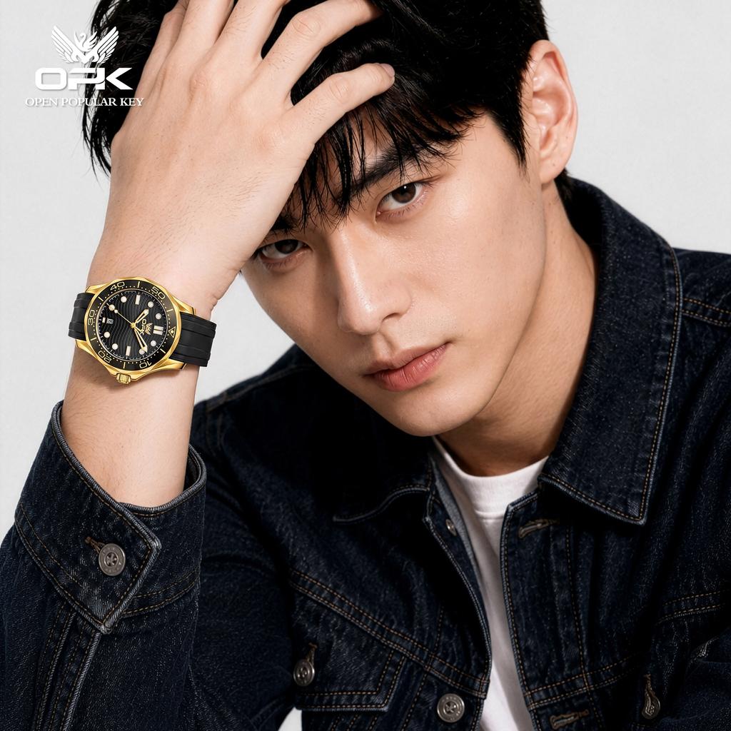 OPK Brand New Trendy Sport Daily Calendar Men's Watch with Night Light and Waterproof Quartz 6109