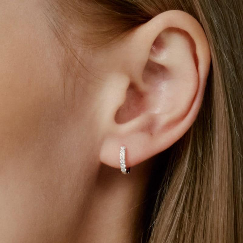 

RAINDROP JEWELRY Raindrop 1MM Tennis Huggies Ring Earrings [S925] SILVER