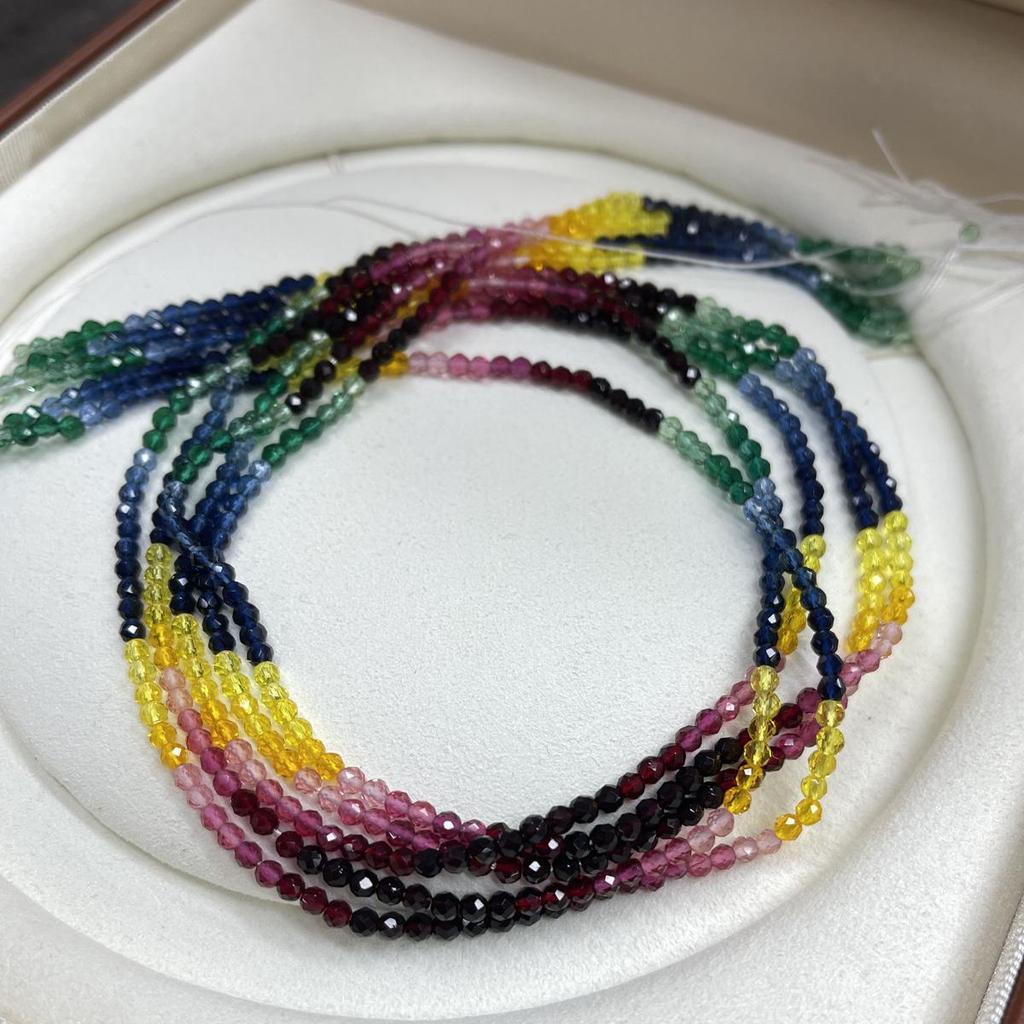 10String, Natural Multi-color Spinel Beads Strand 3mm Faceted Round Loose Gemstone Beads 40cm DIY Bracelet Necklace Jewelry Making Supplies