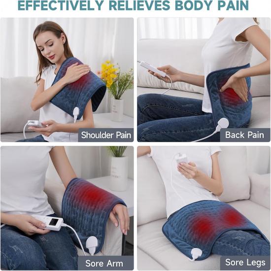 Heating Pad for Back Pain Relief, ZUODUN Electric Heating Pads for Cramps with Auto Shut Off & 6 Heat Levels, Moist Heat Therapy, Machine Washable,