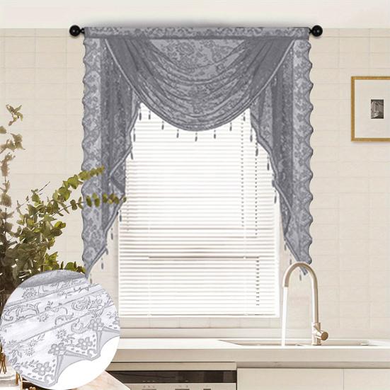 Lace Waterfall Valance Lightweight Breathable Easy Installation Luxurious Small Window Semi Sheer