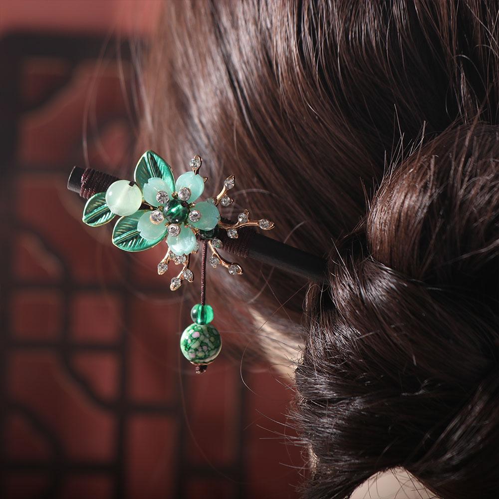 Ancient Style Wooden Hairpins Chinese Hair Stick Pins Decorative Flower Hair Sticks  for Hanfu