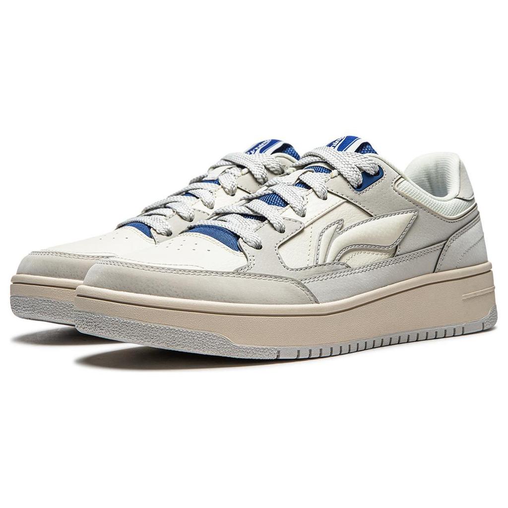 Li Ning Tianji Slip Resistant, Abrasion Resistant, Lightweight, Breathable Low top Skateboard Shoes Men's Gray White AGCU095-4