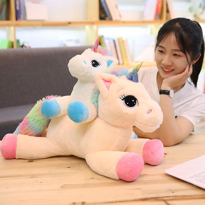 Cute Lucky Star Unicorn Plush Toy - Cartoon Lying Down Horse Figure