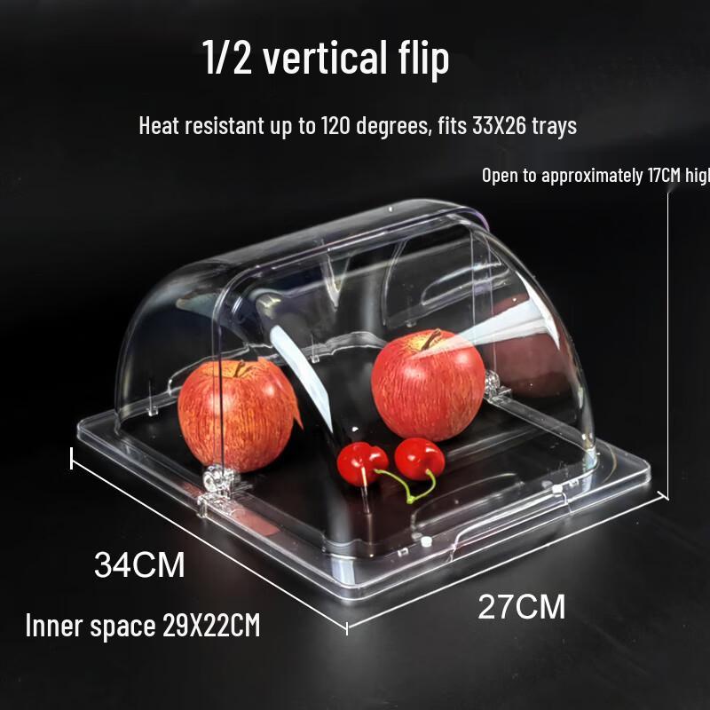 Diruien 1/2 Portion Pan Transparent PC Flip Food Cover