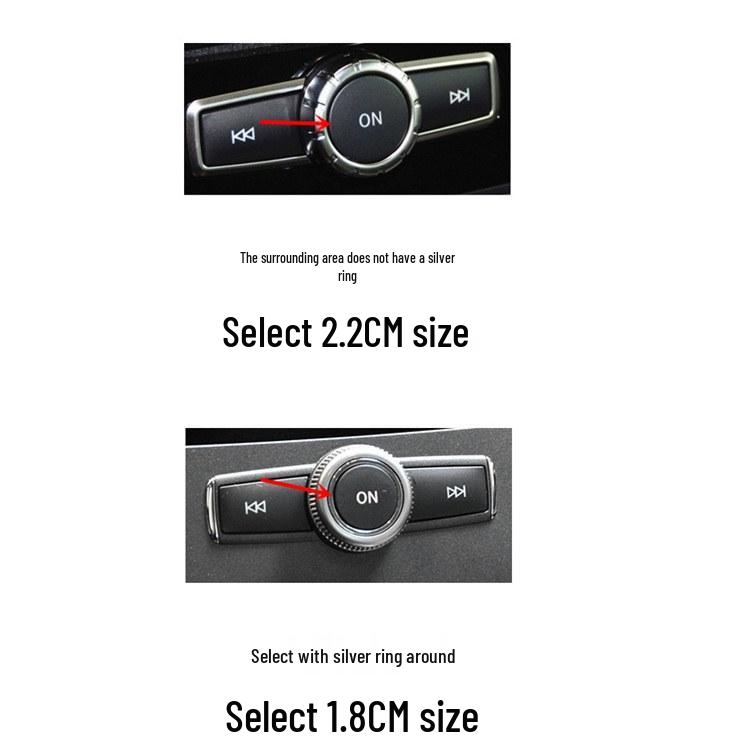 Mercedes Volume ON Button Decorative Sticker for C-Class, E-Class, GLK300, GLA00, CLA220 Interior