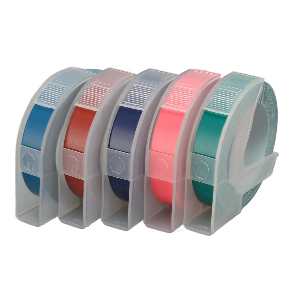 5pcs 3D Embossing Label Tapes 9mm Width 9.8ft Length Thermal Transfer Automatic Label Identification