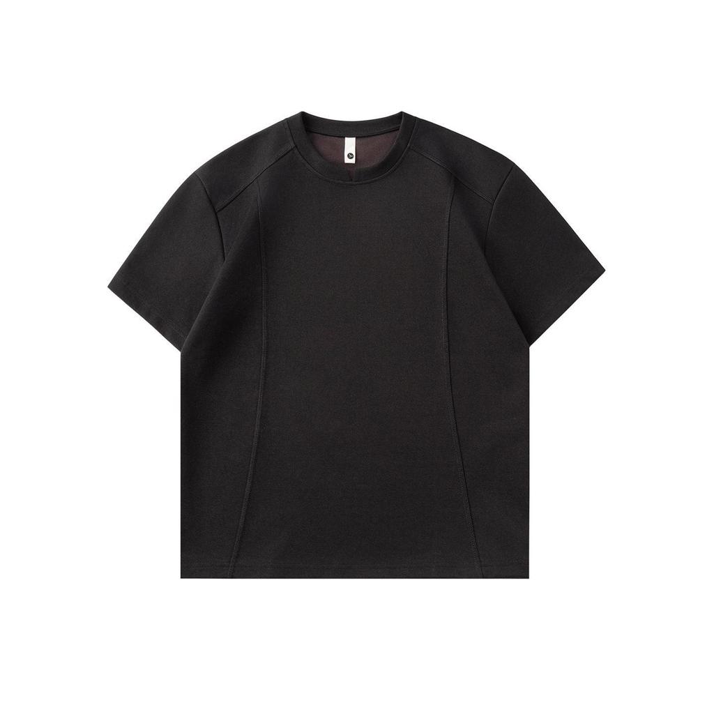 Trendy Solid Color Textured Round Neck Loose Japanese Style Men's T-Shirt - Summer 2026 Collection