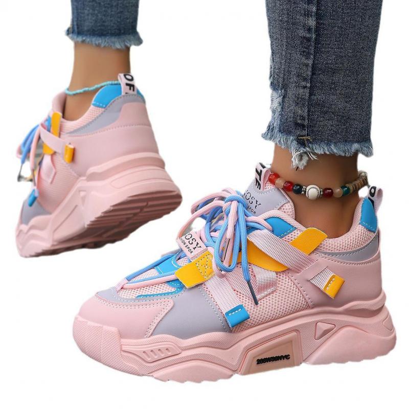 Fashion Orange Platform Sports Shoes Thick Sole Designer Chunky Sneakers Women Spring Vulcanize Shoes Luxury Walking Tennis Shoes Ladies