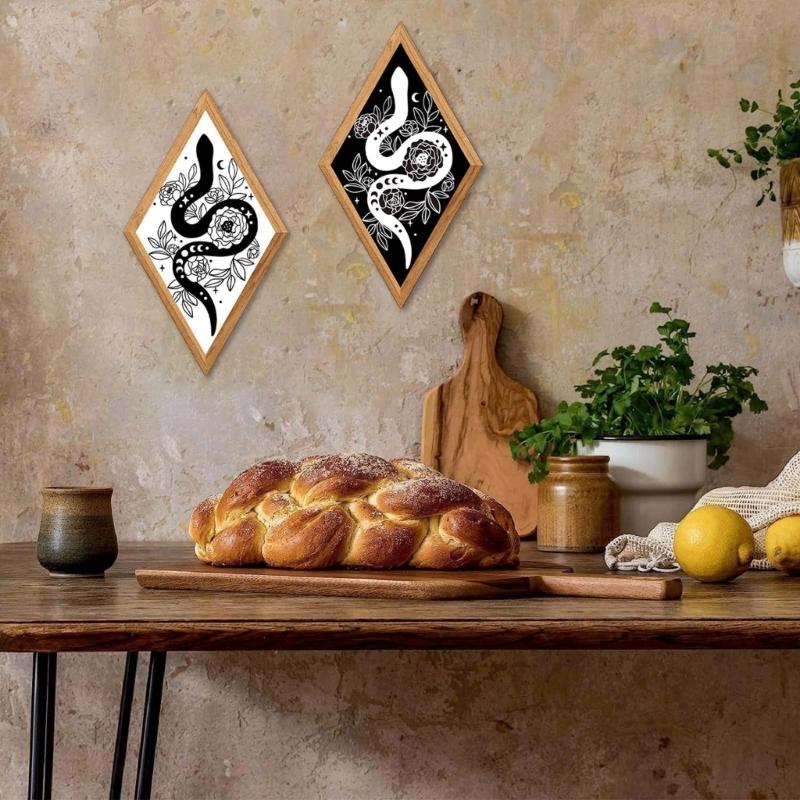 Set of 2 Wall Decors Wood Florals Snake Wall Hangings Sculpture for Apartment Livingrooms Bedroom Halloween Decors