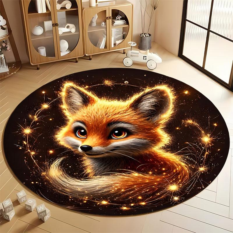 

Fox-Themed Circular Rug for Cozy Living Spaces round carpet for home sofa bedroom, gift Diameter 60cm