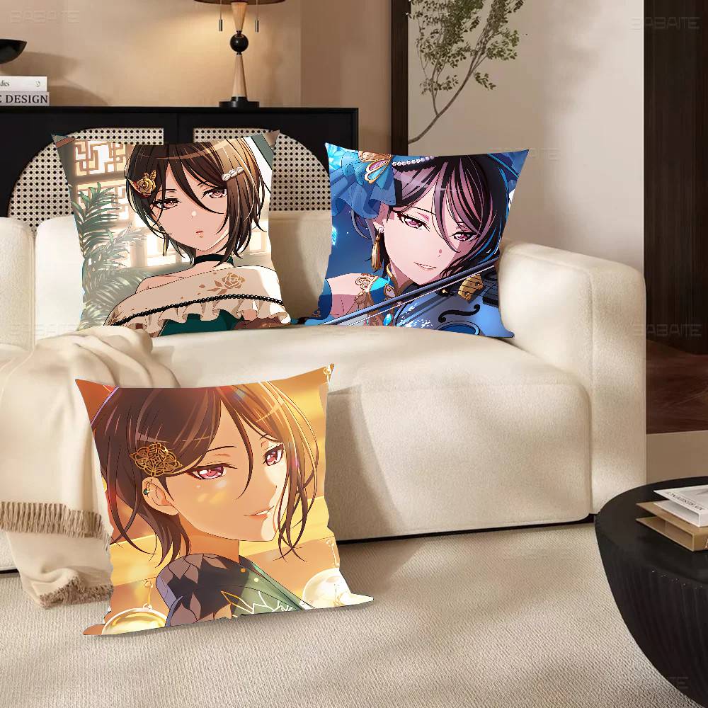 Yashio Rui Anime BanG D-Dream Pillow Case Fashion Square Pillowcase Bedroom Sofa Room Ins Decoration Leisure