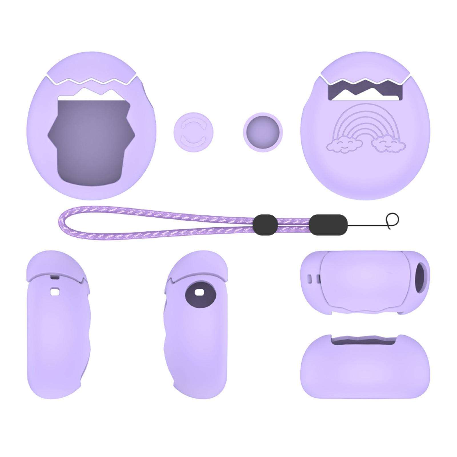 

Silicone Cover with Thumb Grips & Lanyard Game Console Protective Cover Shockproof Shell for Tamagotchi Paradise Accessories фиолетовый