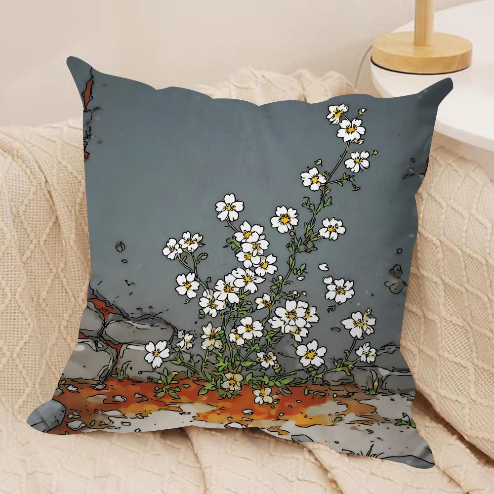 Life in the Corner Flowers Cushion Cover Silky Short Plush DoubleSided Printed Pillow Case for Sofa All Seasons Home Decor Gift