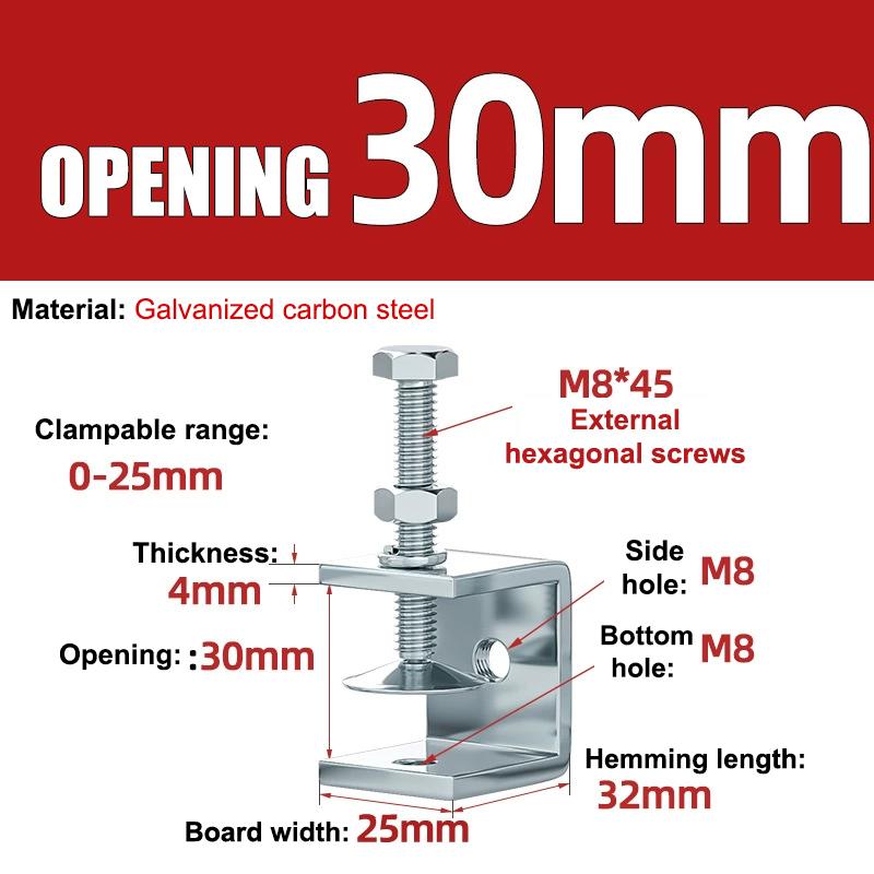 Carbon Steel C-Clamp Steel Pipe Square Clamp Corrosion-Resistant Rust-Proof Adjustable Fixed Holder Clip Hardware Fasteners