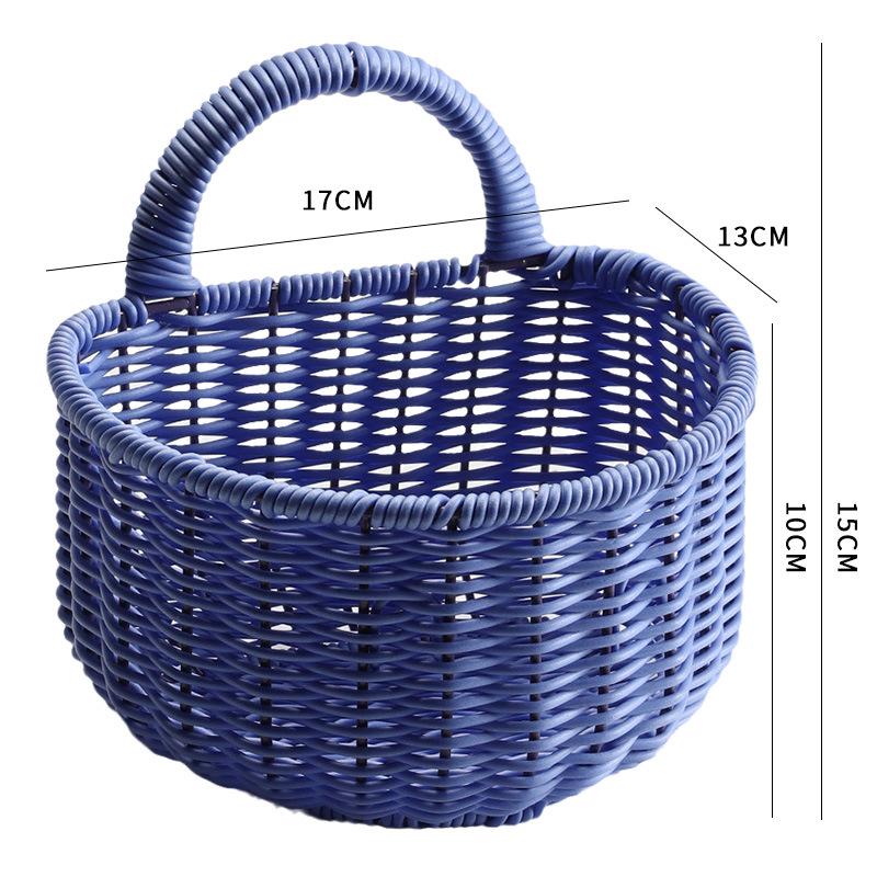 Nástěnný plastový ratanový úložný koš do kuchyně a koupelny