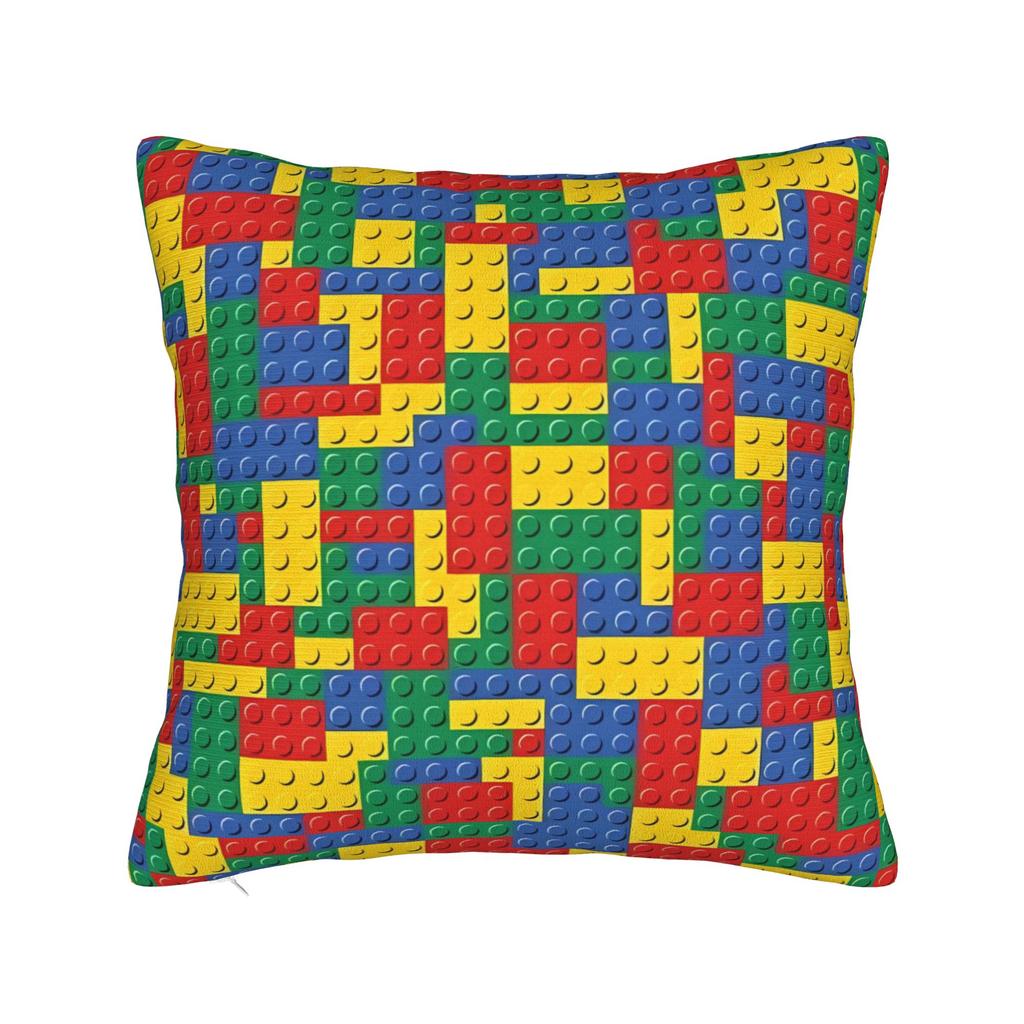 Candy Multicolor Building Blocks Pattern Pillow Cover Comfy Cushion Cover Funny Pillow Case For Living Room Chair