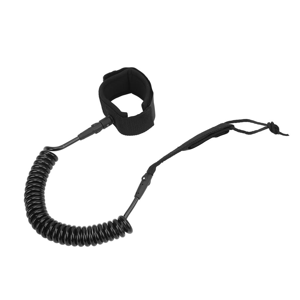 Surfboard Leash High Elasticity TPU Black Adjustable Coiled Surfing Leg Rope for Paddleboards
