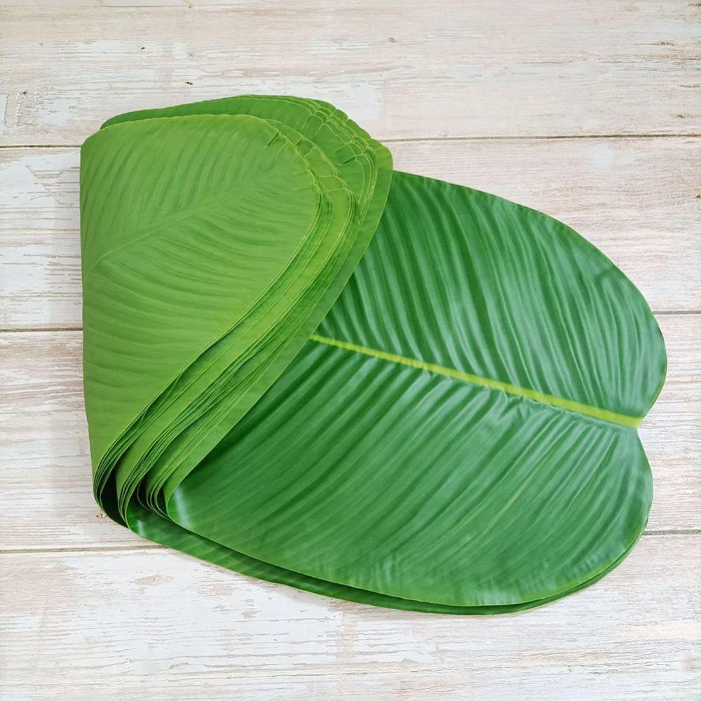 Tropical Faux Banana Leaf Green Drink Cup Coasters Dining Table Mats Fruits Plate  Table Decoration
