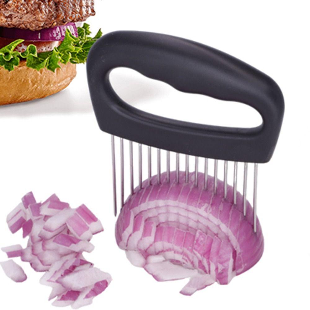 Stainless Steel Needle Tomato Slicer Holder Non-slip Handle Vegetables Cutting Fork Kitchen Gadget