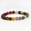 Bohemian Rainbow Tourmaline Beaded Bracelet: Colorful Women's Single-Loop Elastic Cord Jewelry