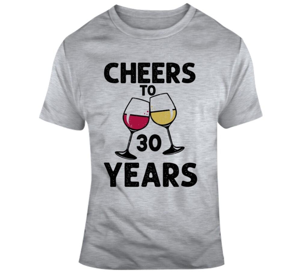 Cheers To 30 Years T Shirt A Fun Unisex Wine Glass 30th Birthday Tshirt Gift M