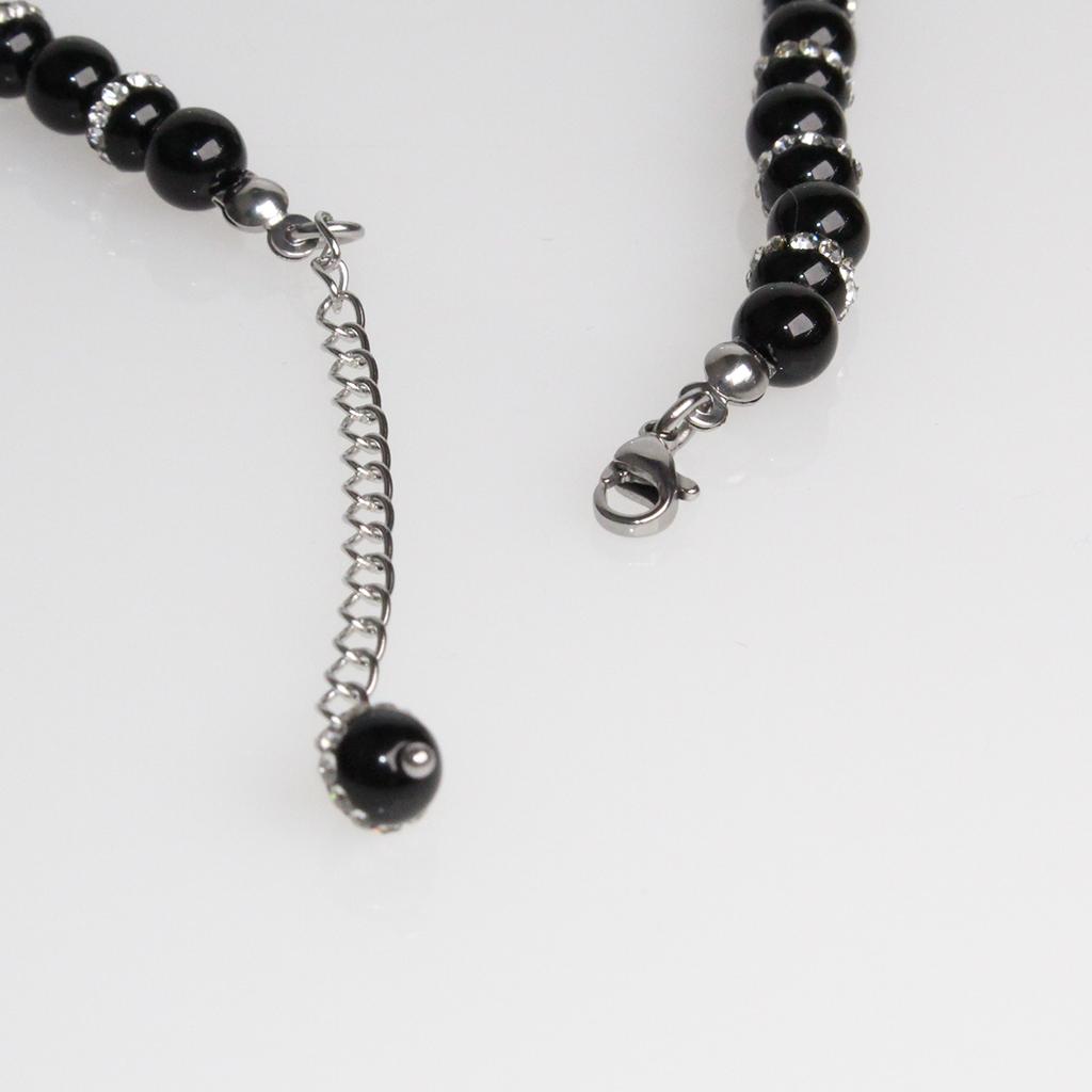 Bien Vetu 6Mm Onyx X Pave Setting Ping Pong Necklace