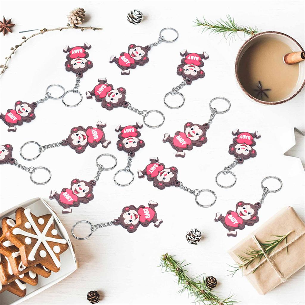 30 Stück/Set Babyparty Gastgeschenke für Gäste Affen Schlüsselanhänger Dankeskarte Geschenktüte für Kindergeburtstagsparty-Zubehör