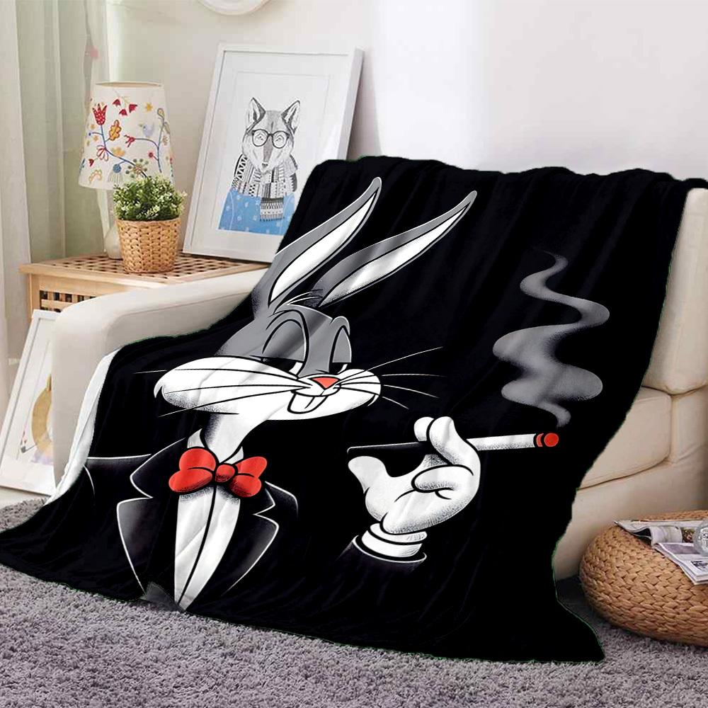 1pc Bugs Bunny Flannel Throw Blanket Lightweight Soft Warm All Season Blanket for Sofa, Bed, Travel,L1028086