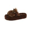 Teddy Curly Hair~ Hong Kong Style Versatile One-Word Cotton Slippers Women's Fashion Outer Wear Platform 2025 Mao Mao Shoes Women's Mao Slippers
